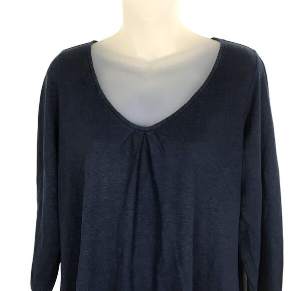 Eileen Fisher Navy Blue 100% Linen 3/4 Sleeve Tunic Top Size M - Picture 3 of 7